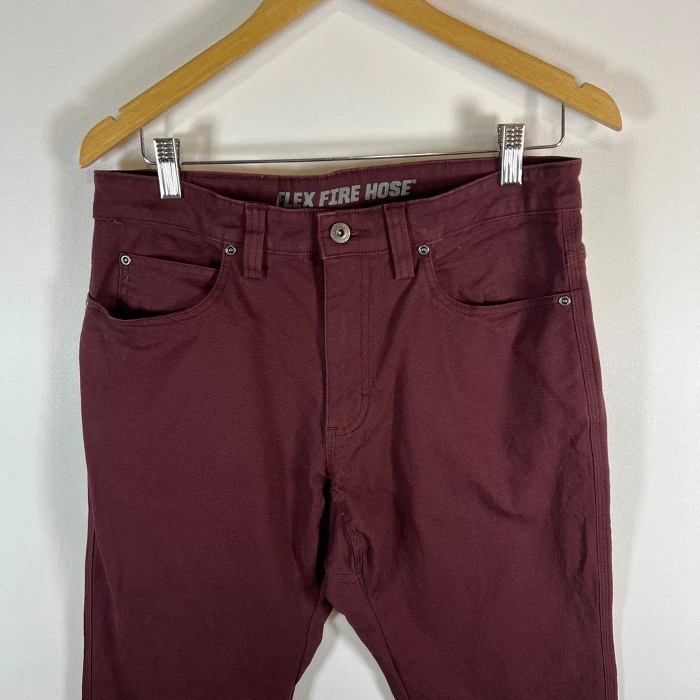 Duluth Trading‎ Co Mens Flex Fire Hose Pants Burgundy Straight Fit 32x30